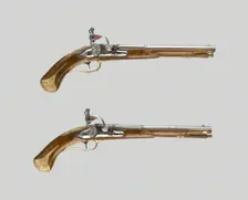 Pair of Flintlock Pistols, Italy, c. 1690/1700. Creators: Lazarino Cominazzo, Gio Borgogn
