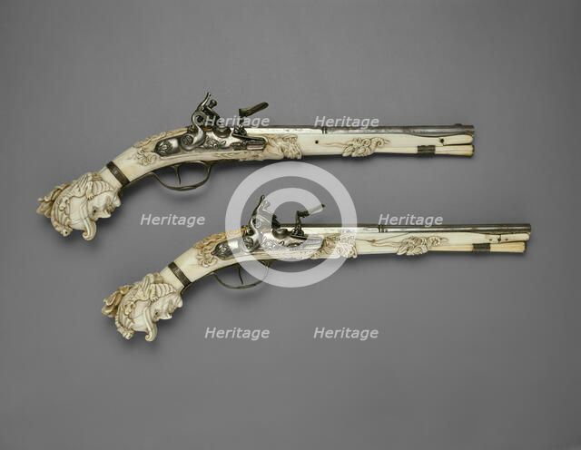 Pair of Flintlock Pistols, Maastricht, 1660/70. Creator: Unknown.