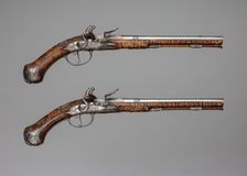Pair of Flintlock Pistols Made for Christian Ernst, Franco-German, Erlangen-Neustadt, ca. 1686-90. Creators: Charles Froment, M Breat