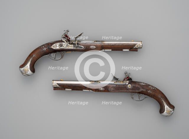 Pair of Flintlock Pistols Made for Grand Duke Constantine Pavlovich of Russia, Russian..., ca. 1801. Creator: Tula Arms Factory.