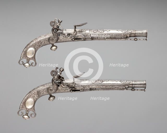 Pair of Flintlock Pistols, Scottish, Doune, ca. 1750-70. Creator: Alexander Campbell.