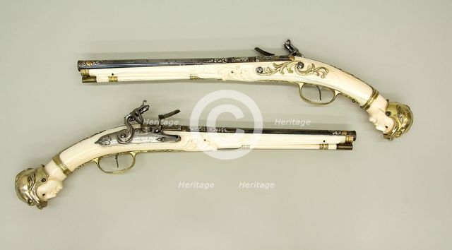 Pair of Flintlock Pistols, Southern Netherlandish, Aachen, ca. 1675-85. Creator: Leonardus Graeff.