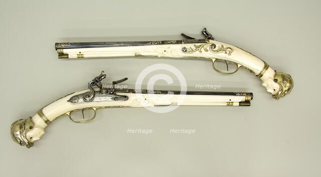 Pair of Flintlock Pistols, Southern Netherlandish, Aachen, ca. 1675-85. Creator: Leonardus Graeff.