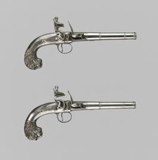 Pair of Flintlock Turn-Off Pistols, London, 1760/70. Creator: Unknown