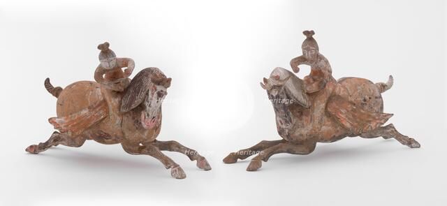Pair of galloping horses with riders, Tang dynasty (618-907). Creator: Unknown.