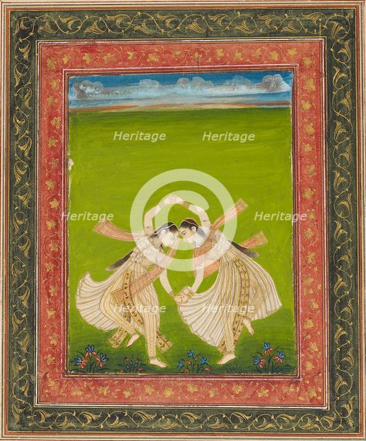 Pair of girls playing phugadi, 18th century. Artist: Unknown.