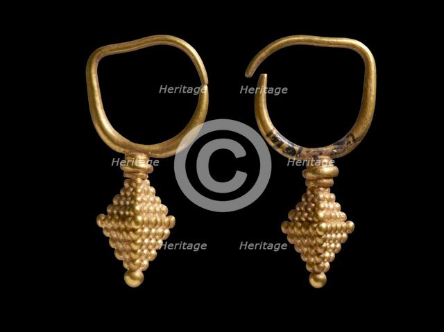 Pair of gold earrings, Parthian, c2nd century. Artist: Unknown.