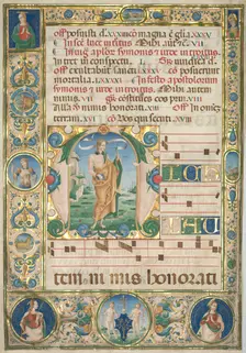 Pair of Graduals: Initial (M) with St. Andrew (recto) and Mass for the Dead (recto), c. 1480. Creator: Jacopo Filippo d Argenta (Italian, 1501)