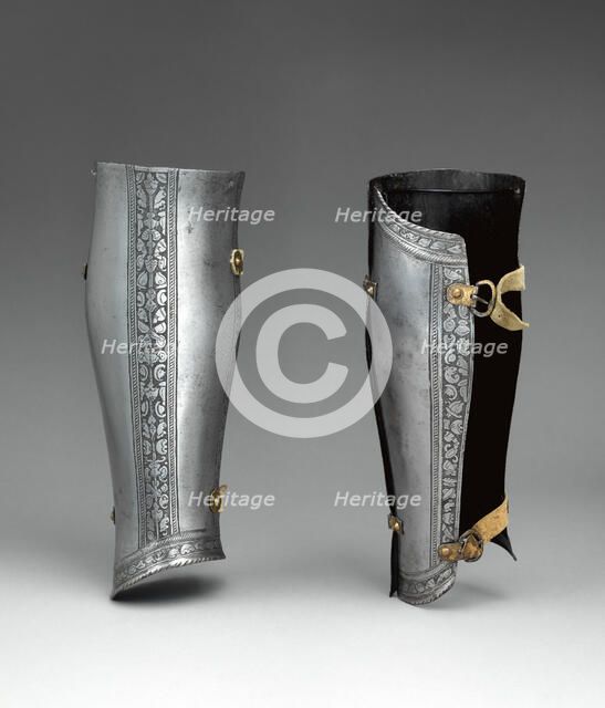 Pair of Greaves (Lower Leg Defenses), Italian, ca. 1550 to 1575. Creator: Unknown.