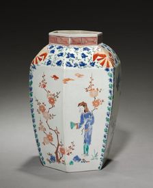 Pair of Hexagonal Jars: Arita Ware, Kakiemon Type, late 1600s. Creator: Unknown