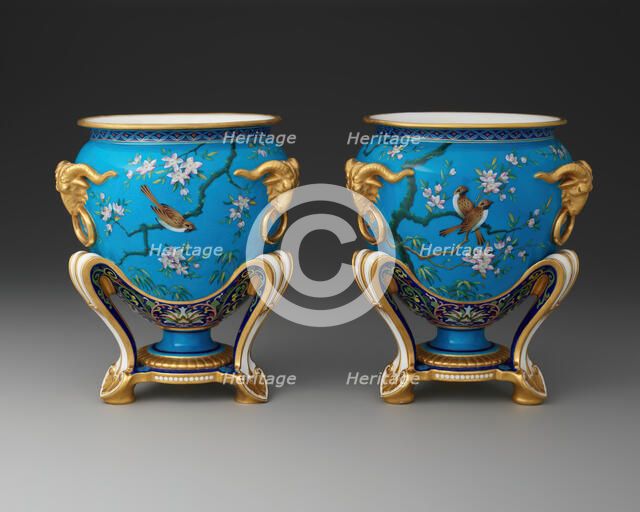 Pair of Jardinieres, Stoke-on-Trent, 1874. Creator: Minton.