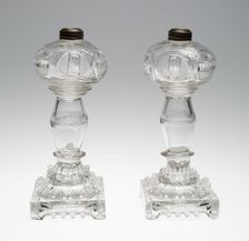 Pair of Lamps, 1835/40. Creator: Union Flint Glass Works