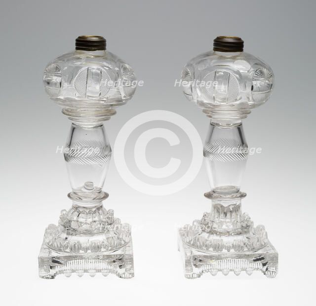 Pair of Lamps, 1835/40. Creator: Union Flint Glass Works.