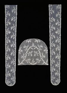 Pair of lappets and cap crown, Flanders, 1780s. Creator: Unknown