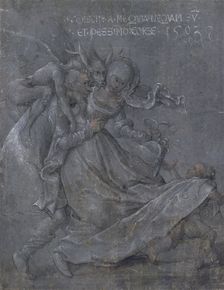 Pair of lovers with the Devil and Cupid, 1503. Artist: Strigel, Bernhard (ca 1460-1528)