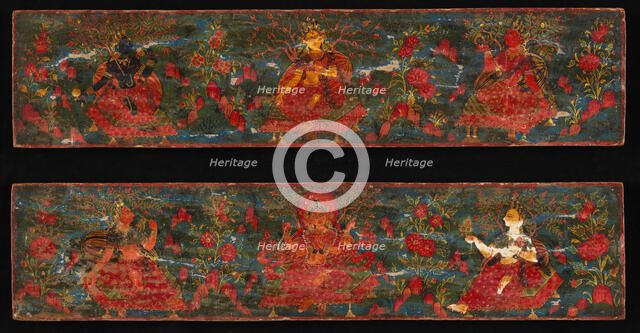 Pair of Manuscript Covers with Goddesses Set in a Foliate Landscape, 17th century. Creator: Unknown.