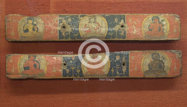 Pair of Manuscript Covers: Prajnaparamita Flanked by Bodhisattvas (above)...12th century. Creator: Unknown.