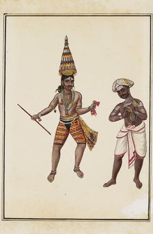 Pair of male temple dancers, 1820-1825