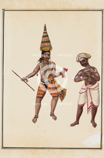Pair of male temple dancers, 1820-1825. Artist: Unknown.