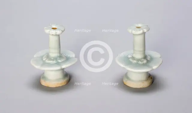 Pair of Miniature Candlestands with Petal-lobed Nozzles, Southern Song dynasty, late 13th century. Creator: Unknown.