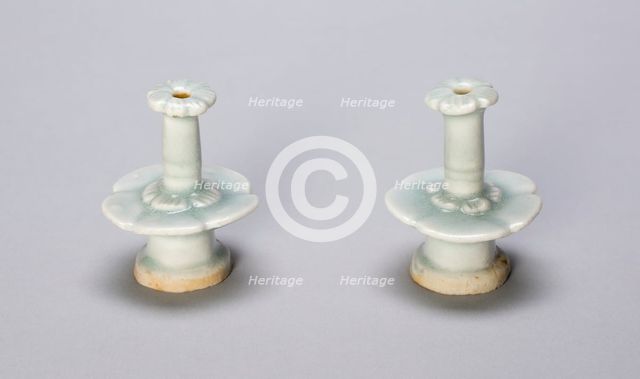 Pair of Miniature Candlestands with Petal-lobed Nozzles, Southern Song dynasty, late 13th century. Creator: Unknown.