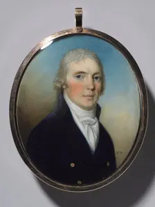 Pair of Miniatures: Portrait of a Man and Portrait of a Woman Wearing a Miniature, c. 1780. Creator: Thomas Hazlehurst (British, c. 1740-c. 1821)