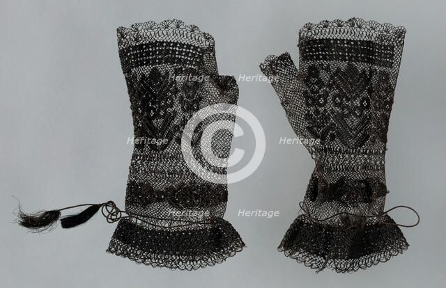 Pair of Mittens, England, c. 1850. Creator: Unknown.
