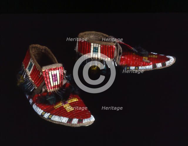 Pair of Moccasins, Santee Sioux Plains, 1875/1900. Creator: Unknown.