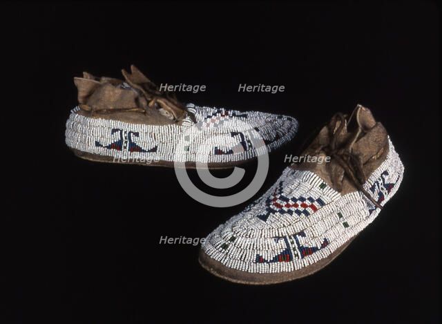 Pair of Moccasins, Plains, c. 1885. Creator: Unknown.