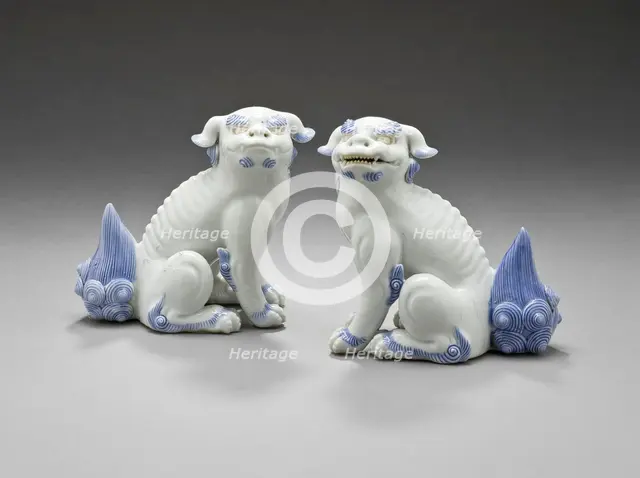 Pair of Okimono in the Form of Chinese Lions, 19th century. Creator: Unknown.