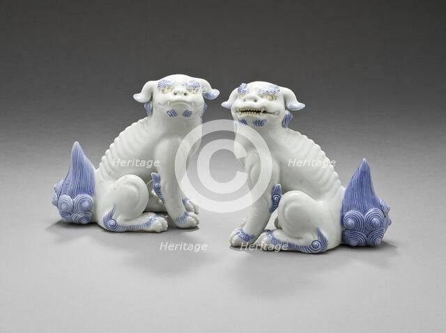 Pair of Okimono in the Form of Chinese Lions, 19th century. Creator: Unknown.
