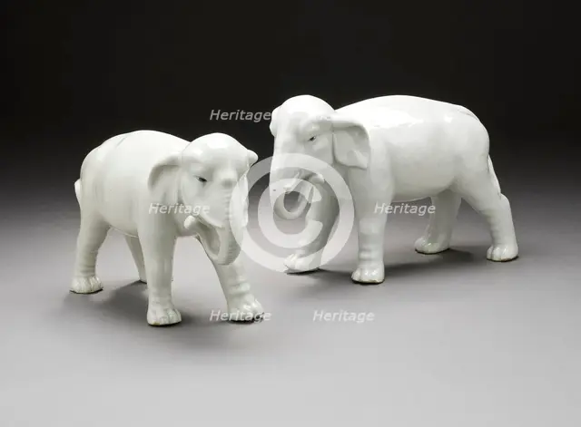 Pair of Okimono in the Form of Walking Elephants, 19th century. Creator: Unknown.