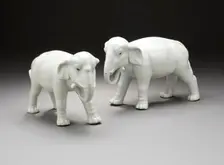 Pair of Okimono in the Form of Walking Elephants, 19th century. Creator: Unknown