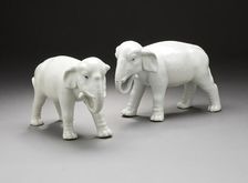 Pair of Okimono in the Form of Walking Elephants, 19th century. Creator: Unknown