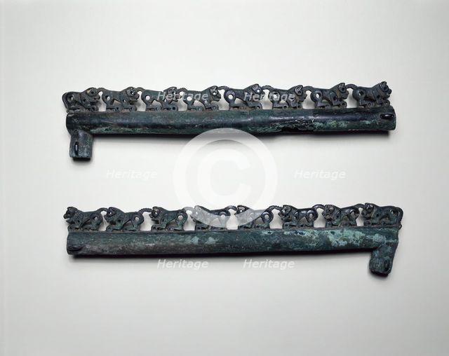 Pair of Ornamental Fittings with Crouching Felines, 6th/4th century B.C. Creator: Unknown.