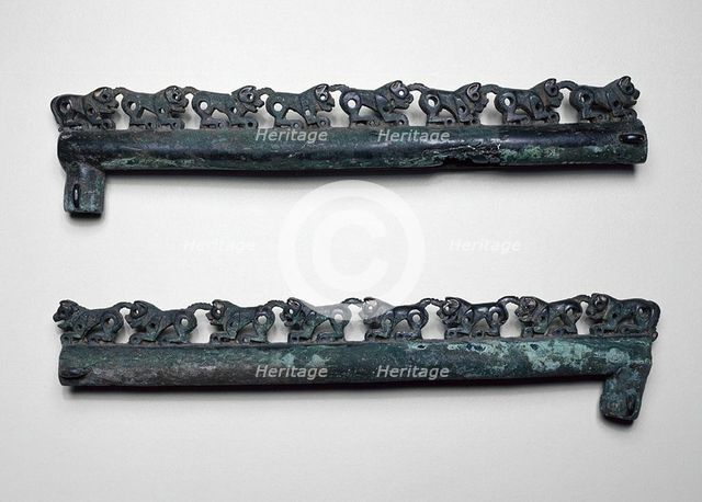 Pair of Ornamental Fittings with Crouching Felines, 6th/4th century B.C. Creator: Unknown.