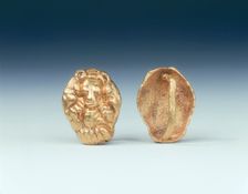 Pair of Ordos gold horse bridle fittings, late Eastern Zhou dynasty, 3rd century BC
