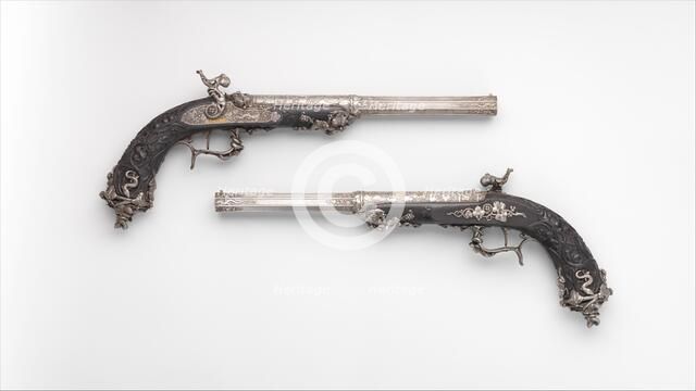 Pair of Percussion Target Pistols for Crystal Palace Exhibition in London, 1851, French, Paris, 1851 Creators: Alfred Gauvain, Michel Lienard, Léopold Bernard.
