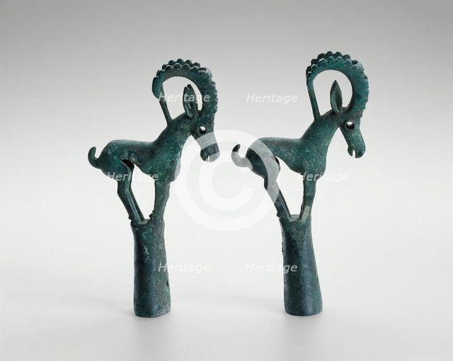 Pair of pole tops with Ibex, 6th/4th century B.C. Creator: Unknown.