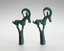 Pair of pole tops with Ibex, 6th/4th century B.C. Creator: Unknown