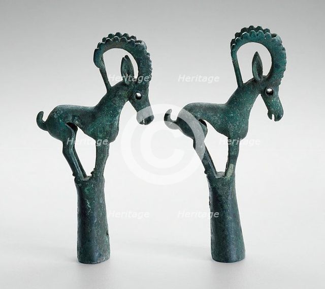 Pair of pole tops with Ibex, 6th/4th century B.C. Creator: Unknown.