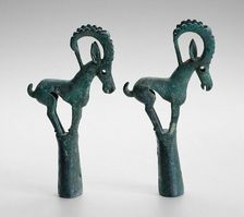 Pair of pole tops with Ibex, 6th/4th century B.C. Creator: Unknown