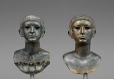 Pair of Portrait Busts of Youths and an Unrelated Pair of Marble Eyes, A.D. 60-70. Creator: Unknown