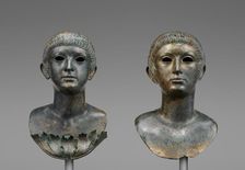 Pair of Portrait Busts of Youths and an Unrelated Pair of Marble Eyes, A.D. 60-70. Creator: Unknown