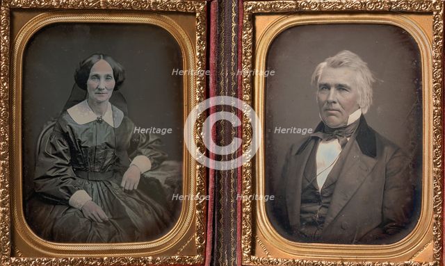 Pair of Portraits of Man and Woman (Husband and Wife?), 1852-60. Creator: Jeremiah Gurney.