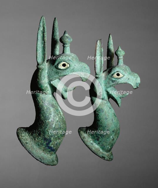 Pair of Protomes Depicting the Forepart of a Griffin, 625-575 BCE. Creator: Unknown.