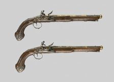 Pair of Presentation Flintlock Pistols in the Eastern Fashion, Marseille, c. 1825. Creator: Vergnes