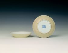 Pair of rice yellow-backed saucers, Qing dynasty, Jiaqing period, China, 1796-1820