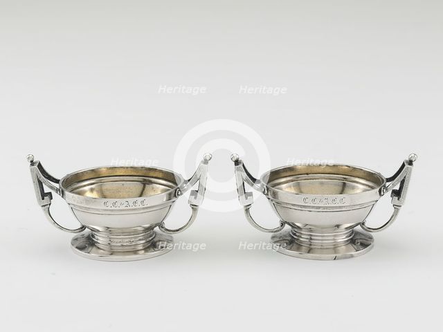 Pair of Salt Dishes, 1850/60. Creator: Peter L. Krider.