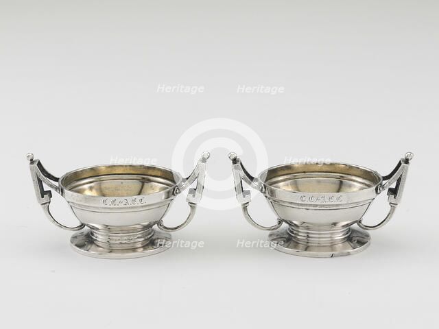 Pair of Salt Dishes, 1850/60. Creator: Peter L. Krider.